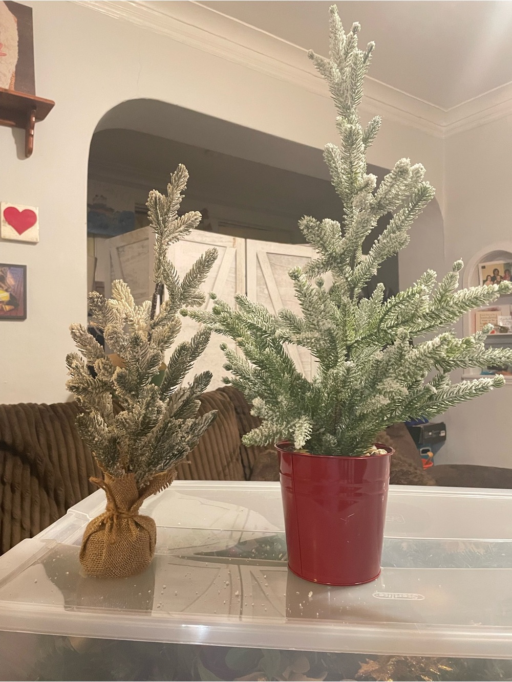 Artificial Frosted Mini Christmas Trees - set of 2